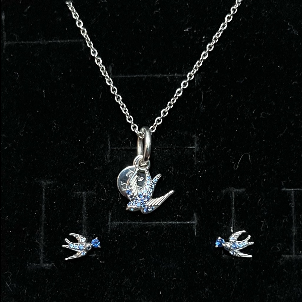 Pandora Swallow Necklace and Earring Set